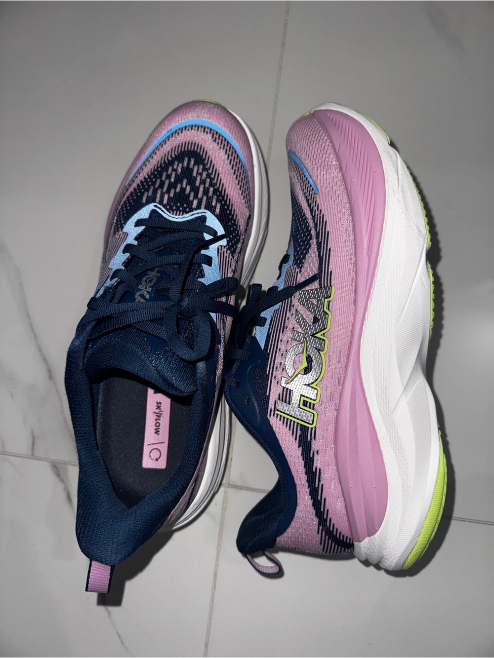 Hoka women Navy, Pink & Light Blue Running Sneakers